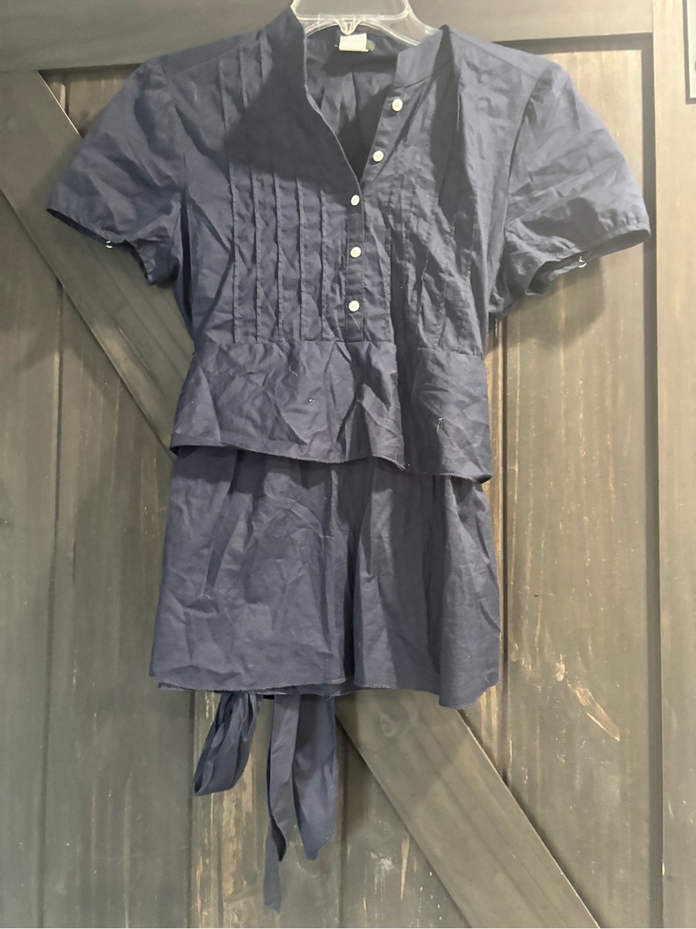 Women’s Navy Short Sleeve Tie-Back Top